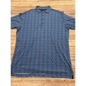 Johnnie O Mens Large Blue Palm Floral Linxter Polo Lyocell Blend Lightweight